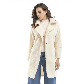 

Autumn Women Jacket Wool Blends Fleece Long Sleeve Thick Warm Casual Wool Coat Woman Coats Winter 2018 Plus Size