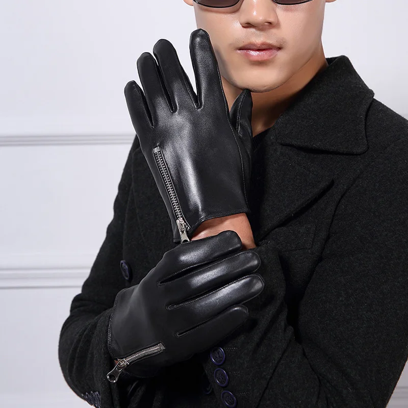 Manufacturer discount leather gloves sheepskin men's riding thickening