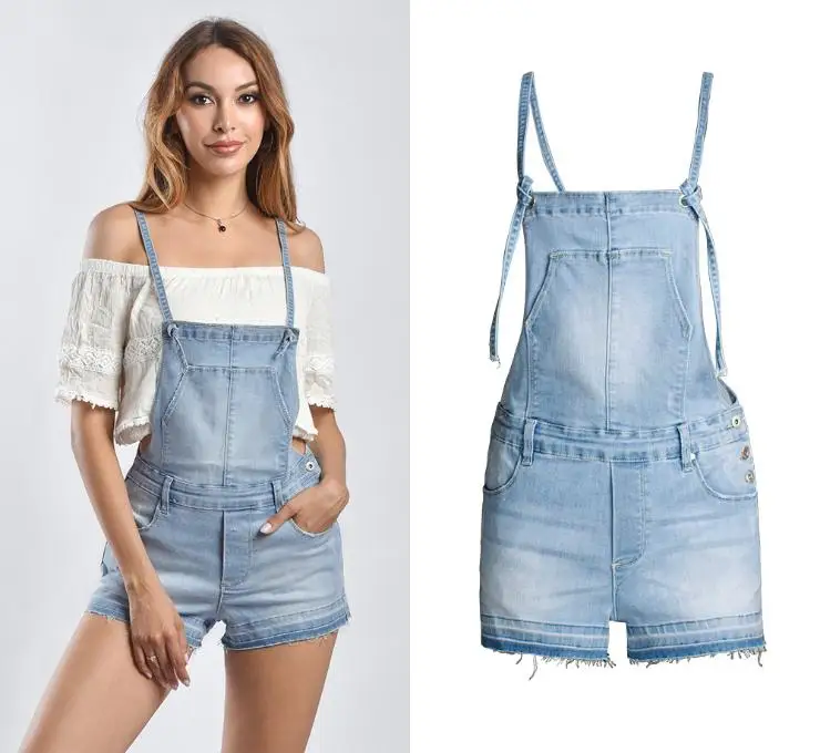 

2019 Womens New Arrived Summer Straps Palysuits Denim Shorts High Waist Sling Suspender Jeans Overalls Female Cowboy Short J2797