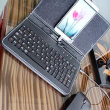 4 цвета Android Флип кожаный чехол Аксессуары для сотовых телефонов протектор проводной USB клавиатура мышь набор для huawei xiaomi htc samsung