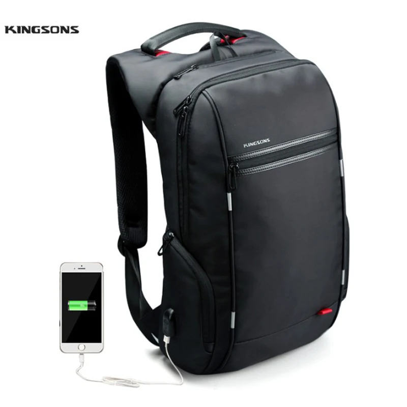 

Kingsons Brand 15.6'' Men Laptop Backpack External USB Charge Antitheft Computer Backpacks Male /Women Waterproof Bags