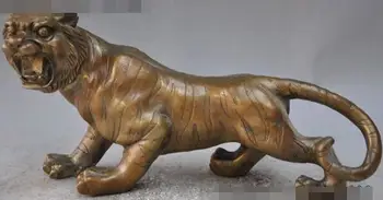 

S02385 13"china fengshui bronze animal zodiac Ferocious Anger tiger Roar success statue