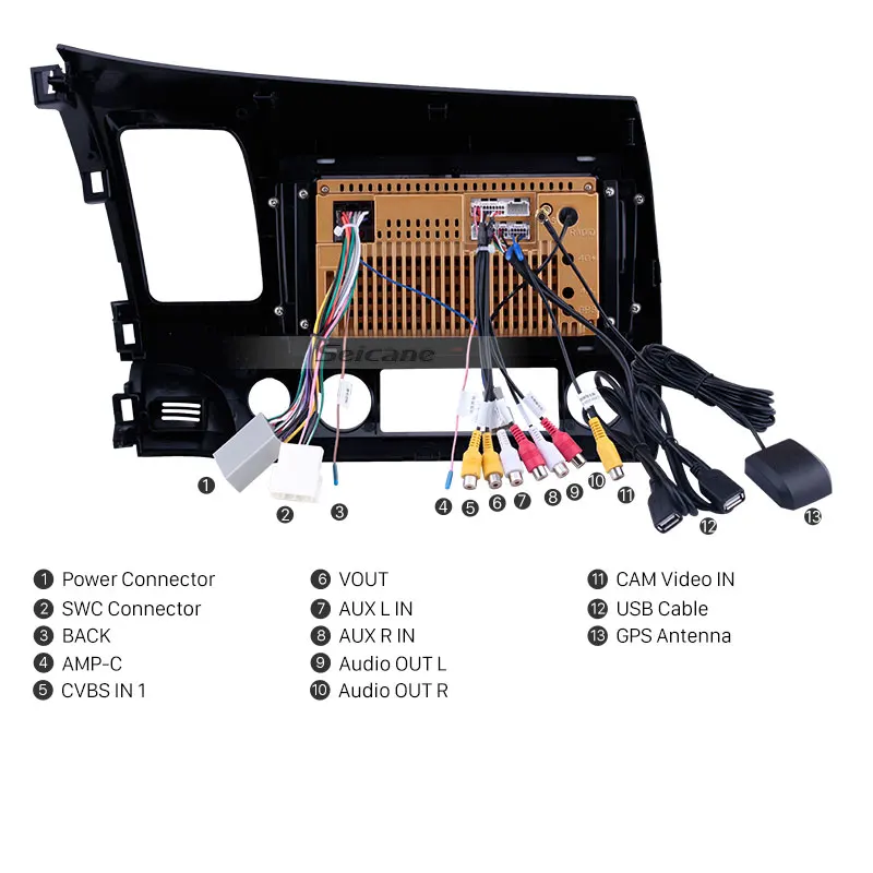 Clearance Seicane 2din Android 8.1 9inch Car Multimedia player For Honda Civic 2006 2007 2008 2009 2010 2011 GPS car radio support AUX USB 4