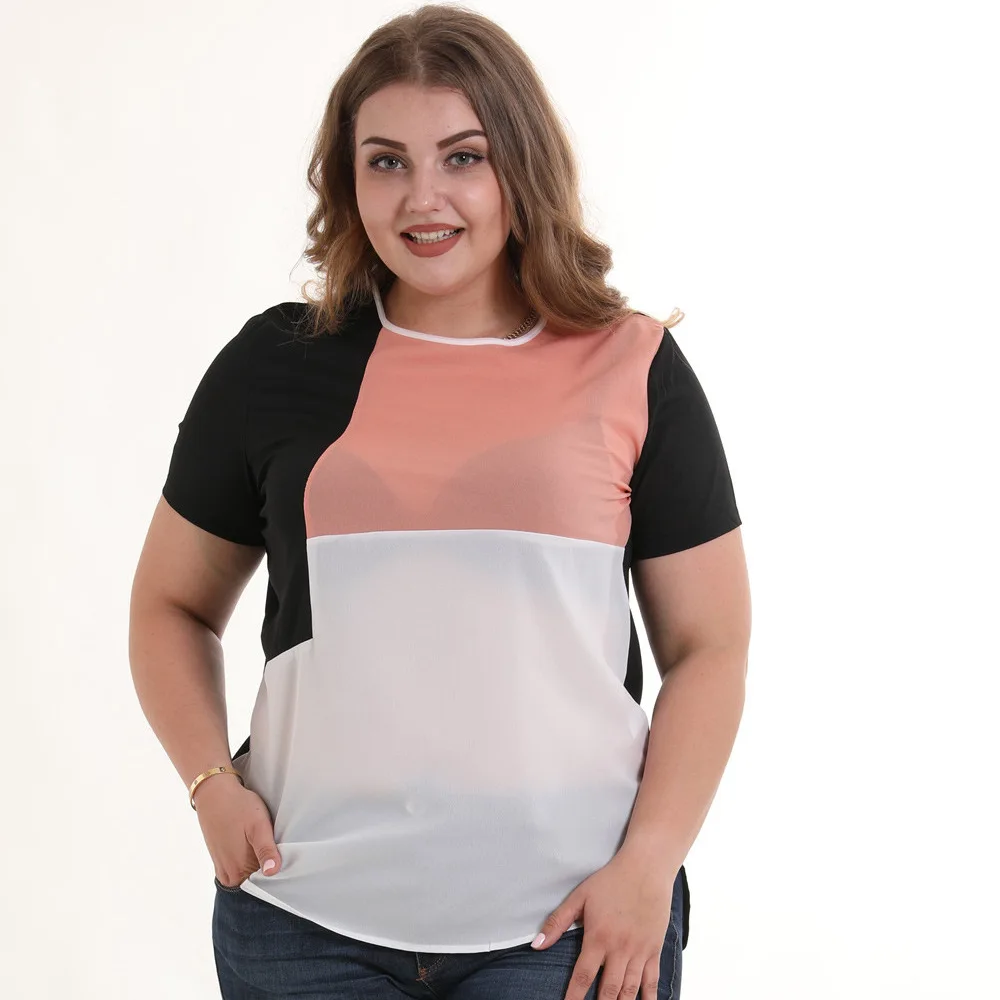 Женская Летняя Повседневная шифоновая блузка в стиле пэчворк рубашки для женщин