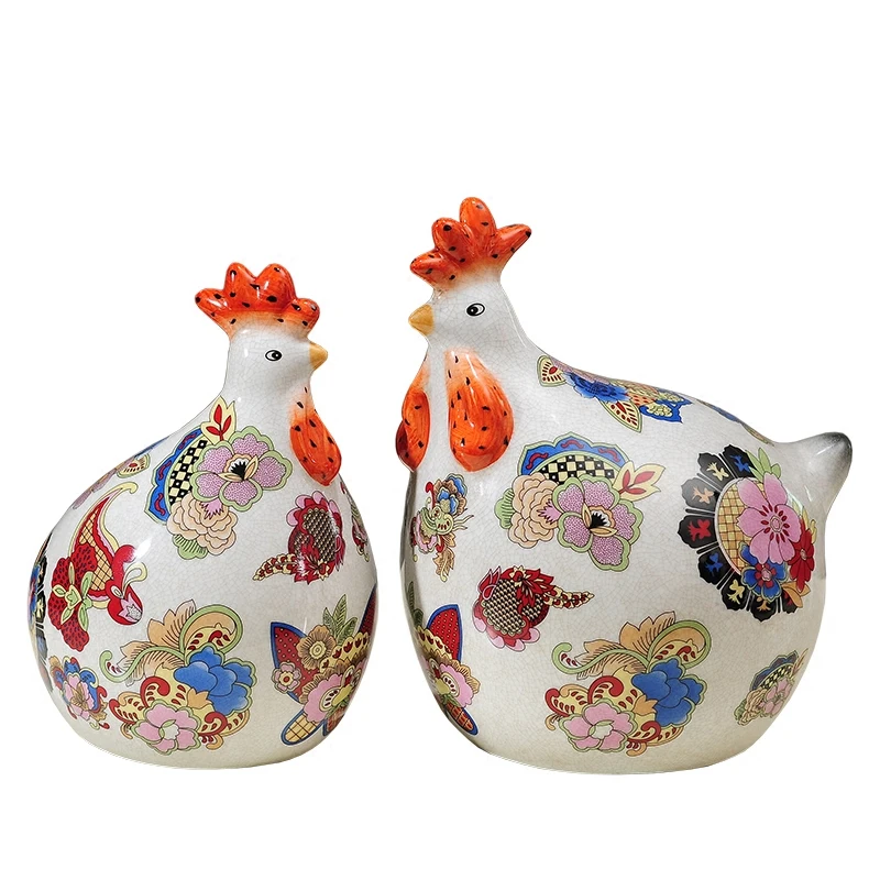 Высокое качество сад Керамика курицы украшения ремесла Лаки гостиная Big Rooster магазин талисман домашнего интерьера