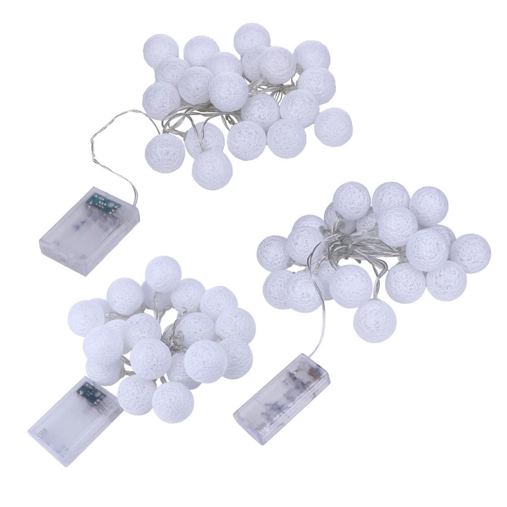Aimkeeg 20Leds Cotton Ball Light LED Light String Christmas Lights Decoration Battery Powered Fairy Light for Garden Wedding
