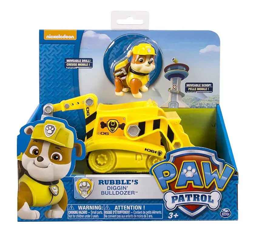 Оригинальной коробке! Подлинный Paw Patrol обезьяна храма Playset трекер Эверест Райдер Аполлон фигурка автомобиля Дети Аниме собачья игрушка - Цвет: rubble with box