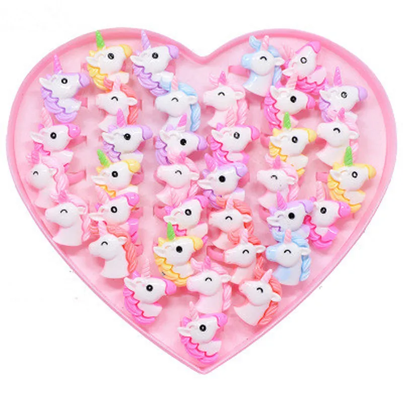

5/10pc Acrylic Cartoon Unicorn Horse Kids Finger Rings Party Favors Costume Birthday Party Gifts for Guest Baby Party Supplies