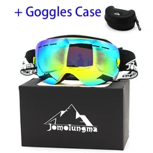 Jomolungma катания на лыжах, сноуборде, двойной большой сферическая линза UV400 Защита Анти-туман Для мужчин Для женщин Лыжный Спорт очки с большой из вспененного этиленвинилацетата(ЭВА) чехол SGC00103