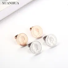XUANHUA монета из розового золота серьги-гвоздики для женщин из нержавеющей стали ювелирные изделия для женщин Vogue ювелирные изделия аксессуары массовый эффект