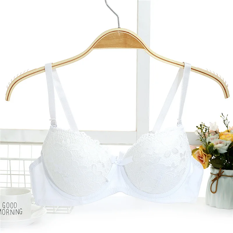 

Spring summer Sexy Thin cup Bra For Women Double Super Push Up Underwear Girl lace Bras double student girl small bra 34-40 A B