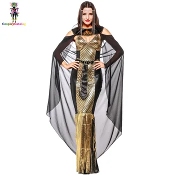

Ancient Greek God Athena Costume For Adult Women,Halloween Sequins Long Dress Masquerade Costumes Egyptian Princess Uniforms