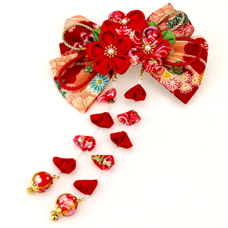 

Кимоно Kanzashi в японском стиле, кимоно с Заколкой-крапаном и цветком, юката, аксессуары ручной работы для выпускного вечера, свадьбы