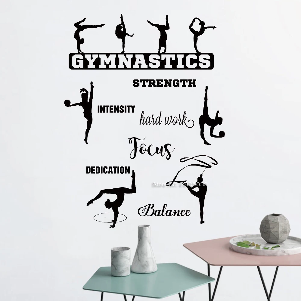 

Gymnastics Wall Decal For Girl's Bedroom Gymnast Inspirational Quote Decals Sport Dance Mural Teen Room Art Wall Stickers LC1340