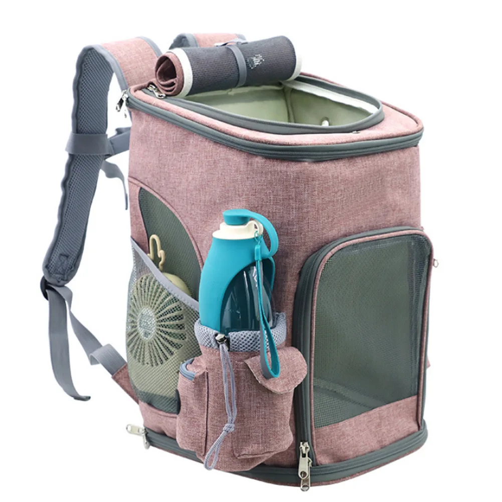 Переноска для домашних животных, рюкзак, мягкая, двусторонняя, складная, сумка для небольших кошек и собак с замком, LXY9 - Цвет: Light Pink