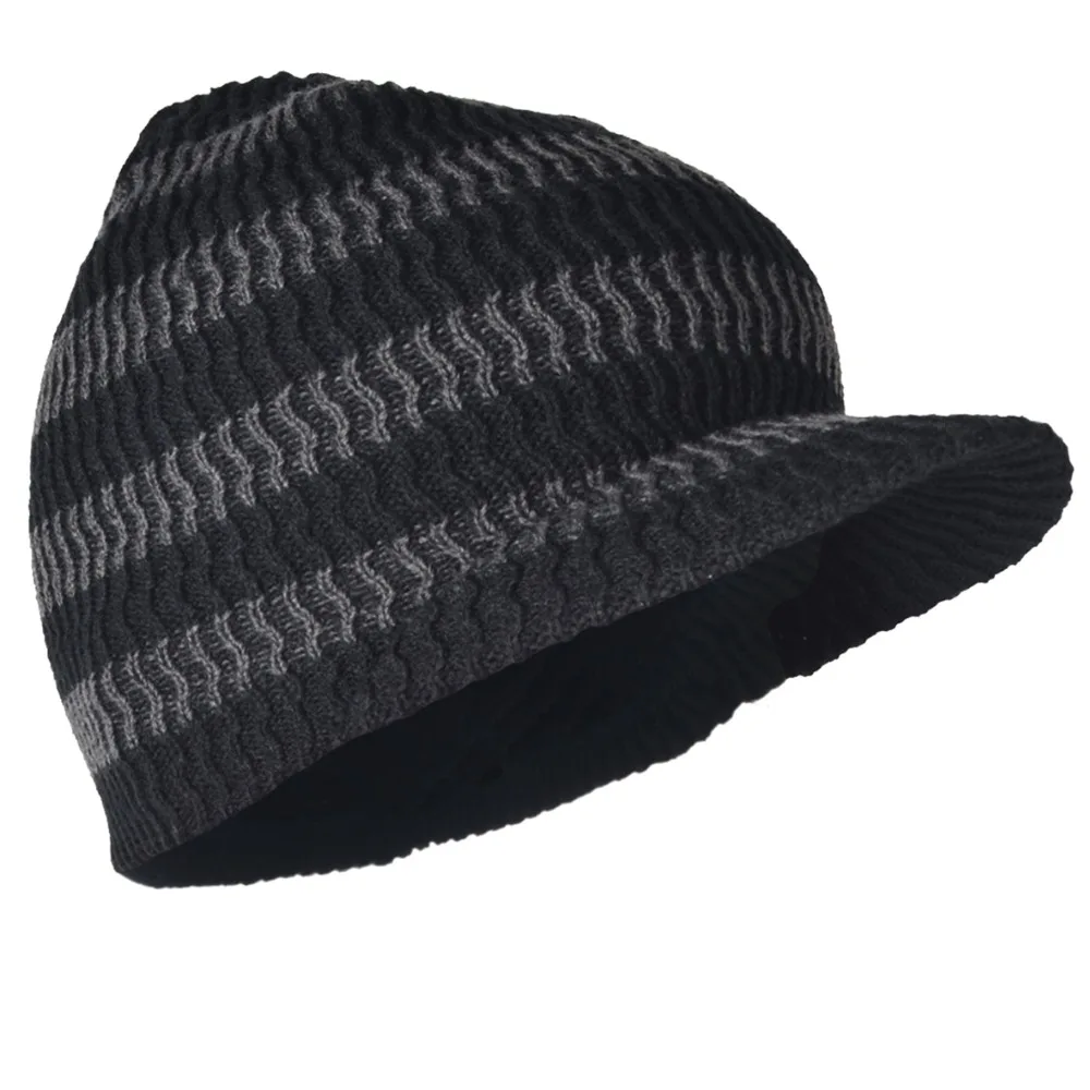 Mens Knitted Newsboy Cap Visor Beanie Hat Cabbie Winter FORBUSITE |