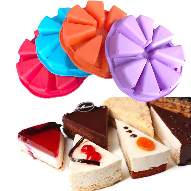 

8 Grid Silicone Baking Cake Pudding Jelly Muffin Cupcake Triangle Shape Mould DIY Tool Baking Tool Random Color