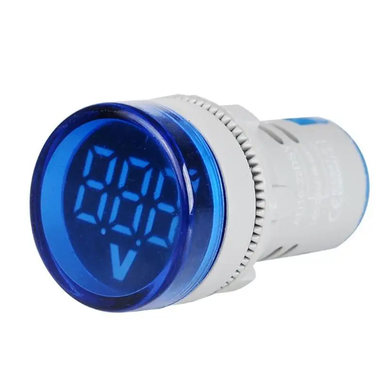 220 V AC 22 мм круглый светодиодный дисплей цифрового вольтметра измеритель вольтметр Амперметр ток индикатор световой сигнал Амперметр Датчик инструмент - Цвет: Синий
