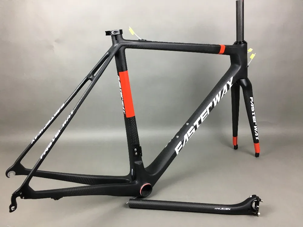 Clearance classic design FASTERWAY PRO full black with no logo carbon road bike frameset:carbon Frame+Seatpost+Fork+Clamp+Headset,free ems 87