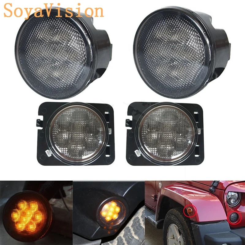 LED Front Turn Signal Fender Flare Side Marker Light 2007 2016 For Jeep