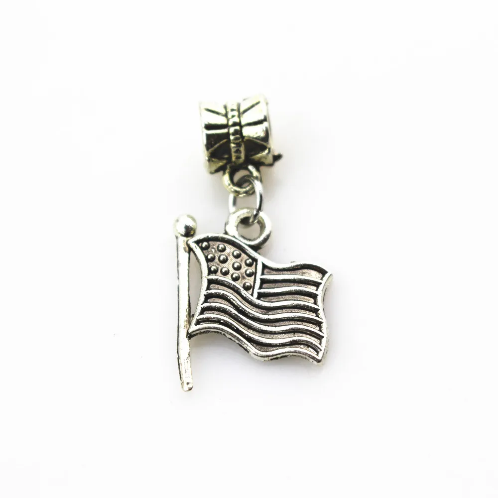 20pcs/lot America flag Bead Hanging Charms big hole Beads European