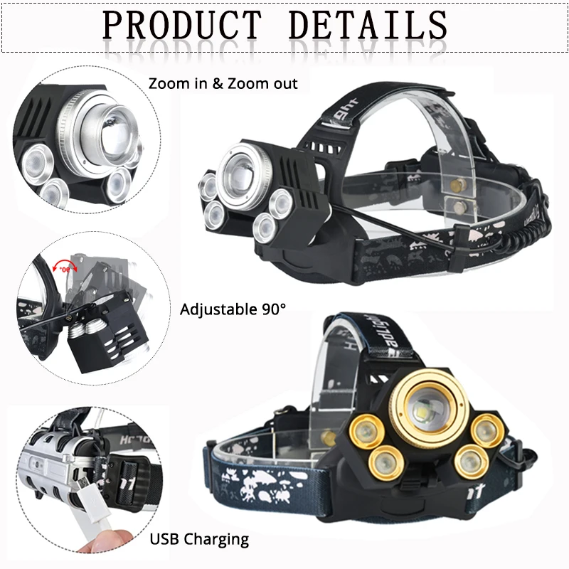 Головной светильник USB Перезаряжаемый налобный фонарь T6+ 4* XPE светодиодный налобный фонарь желтый и синий светильник вспышка светильник фонарь Lanterna с зарядным устройством
