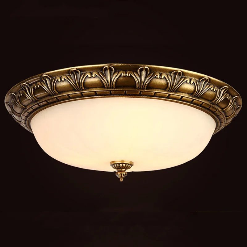 European E27 copper ceiling lamp round glass lampshade classic vintage ceiling light fixture