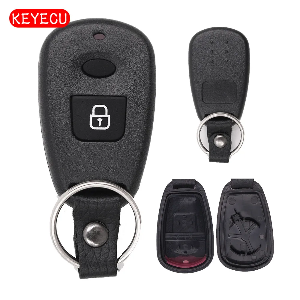 

Keyecu Remote Key Shell Case 2 Button Fob + Rubber Button Pad for Hyundai Santa Fe Elantra With Battery Holder