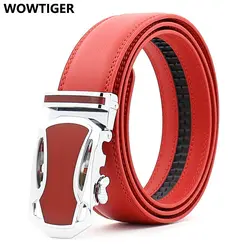 WOWTIGER Новая мода для мужчин S кожаный ремень Автоматическая пряжка роскошные дизайнерские ремни для ceinture homme
