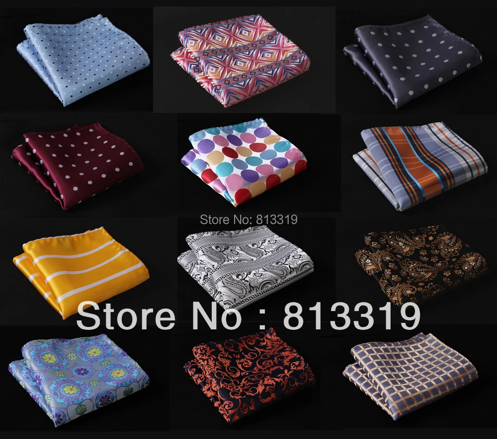 HOT 10/" Polka Dot Men Silk Satin Hanky Wedding Party Handkerchief Pocket Square