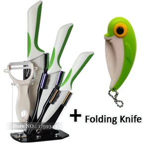 Мода Стиль " 5" " Керамических ножей с ABS+ TPR ручкой Высокого Качества, Кухонный Нож - Цвет: With Folding Knife