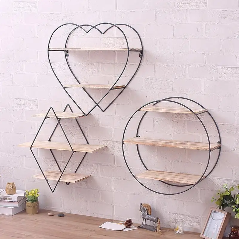 الحديد الفن خشبية جدار خزانة رفوف مؤيد قوس الرجعية خشب متين جدار شماعة معطف