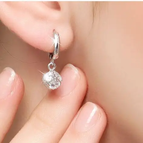 

925 Sterling Silver Jewelry Cute Cube Box Crystal Zircon Earrings for Women Earrings Fashion Jewelry Brincos