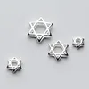 100% 925 Sterling Silver Craft Hollow Spacer Beads 7.5 9.5 12.5 13.5 15.5mm Fashion Star of David Charm Beads Diy Jewelry Making 1