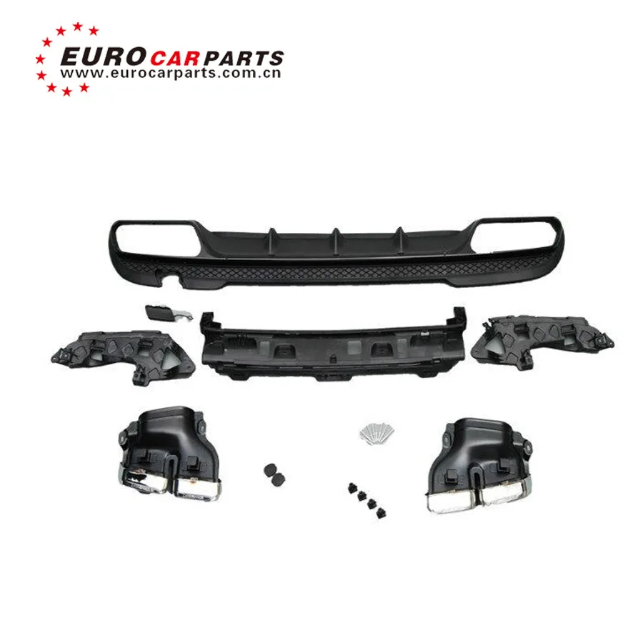 

E class w212 E63 PP material diffuser with muffler tips fit for W212 E260L E300L to E63 rear spoiler skirt 2014 2015 year