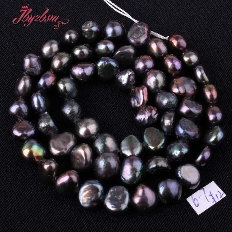 

5-7mm Freeform Black Freshwater Pearl Natural Stone Beads For DIY Necklace Bracelat Jewelry Making Strand 14.5" Free Shipping