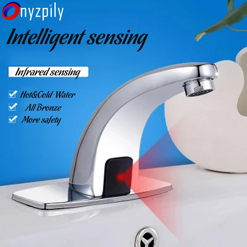 

Hot & Cold Bathroom Automatic Touch Free Sensor Faucets water saving Inductive electric Water Tap mixer battery power Faucet