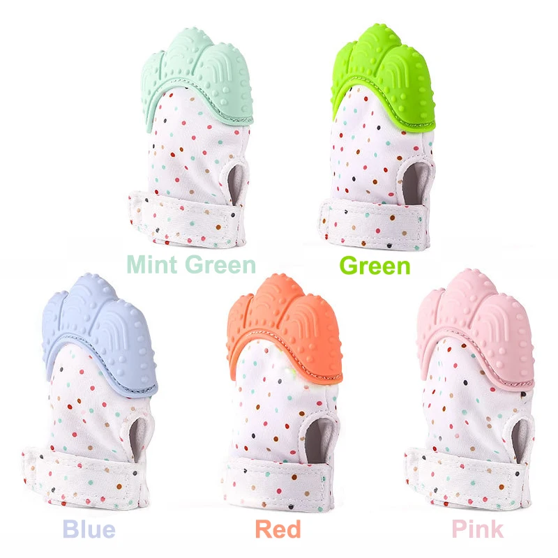 1pcs Silicone Teether Baby Pacifier Glove Teething Chewable Newborn Nursing Beads Infant BPA Free Pastel 5 Colors W0091 | Мать и ребенок