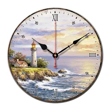 Lighthouse Landscape Retro font b Wall b font font b Clock b font Silent movement of