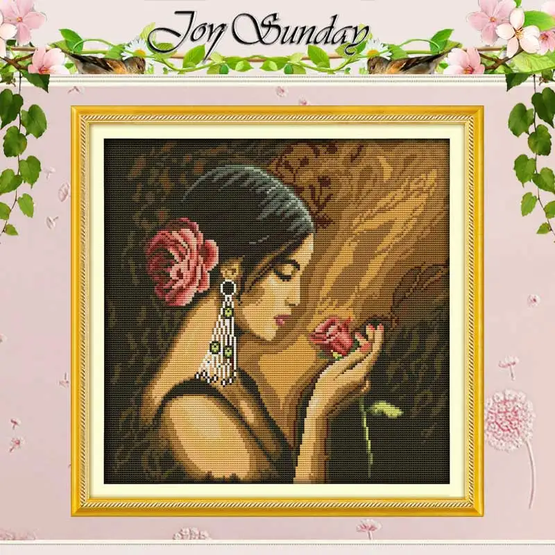 

Rose Girl Patterns Counted Cross Stitch 11CT 14CT Cross Stitch Sets Wholesale Chinese Cross-stitch Kits Embroidery Needlework