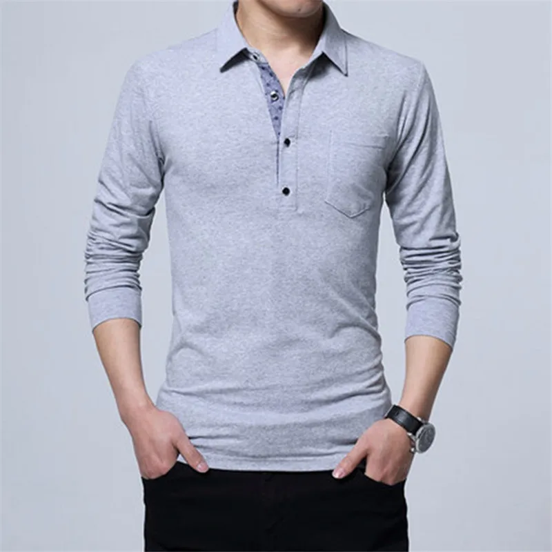 

Spring Brand Men Polo Shirt Casual Cotton Long Sleeve Turn-down Collar Polo Shirt Men Plus Size 4XL 5XL Solid Color Polo Homme