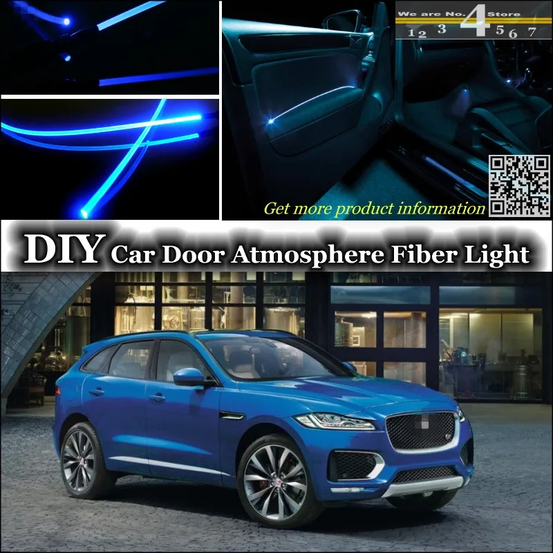 Интерьер окружающего света настройки атмосферу волоконно-оптический Ленточные огни для Jaguar F-темп внутри двери Панель освещение не EL свет