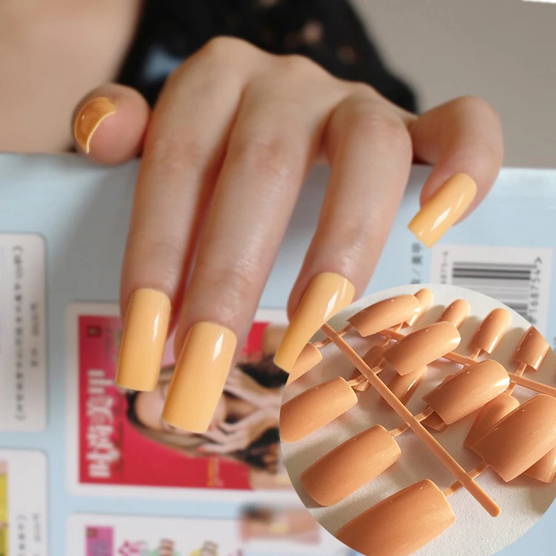 Ultra long Candy Deep Nude Flat Curved DIY False Nails Nail Art Acrylic Tips Press On Nails Full