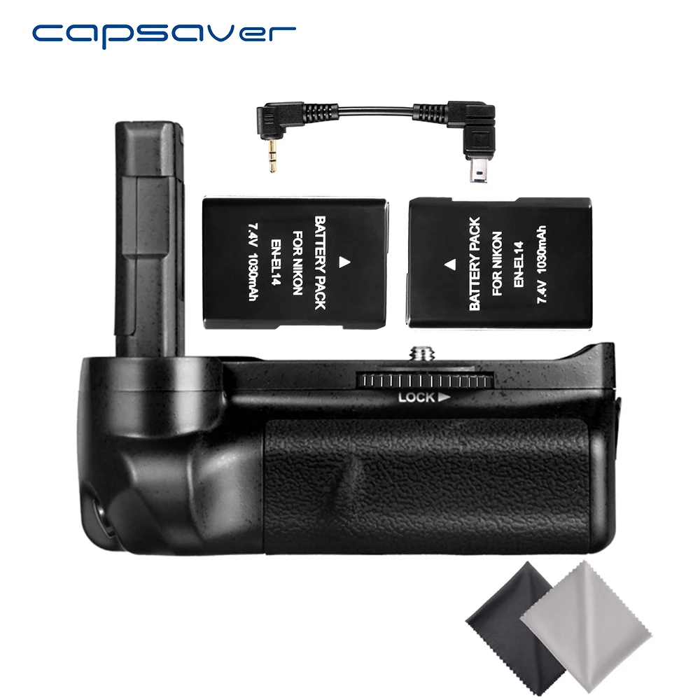 

capsaver Vertical Battery Grip with 2pcs EN-EL14 Battery for Nikon D3300 D3200 D3100 DSLR Camera Battery Handgrip Holder Set