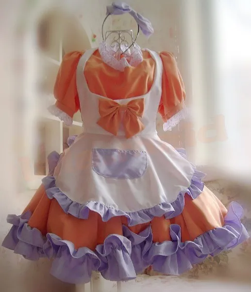 Милые Обувь для девочек японский горничной платье большой подол пузырь нарядное платье Лолита Косплэй костюм 4 вида цветов