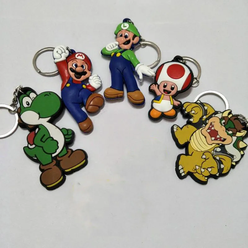 

1 Pcs Cartoon Anime Super Mario Bros Mushroom PVC Keychain Pendant Keyring Key Chains Toys Figures Kids Gifts