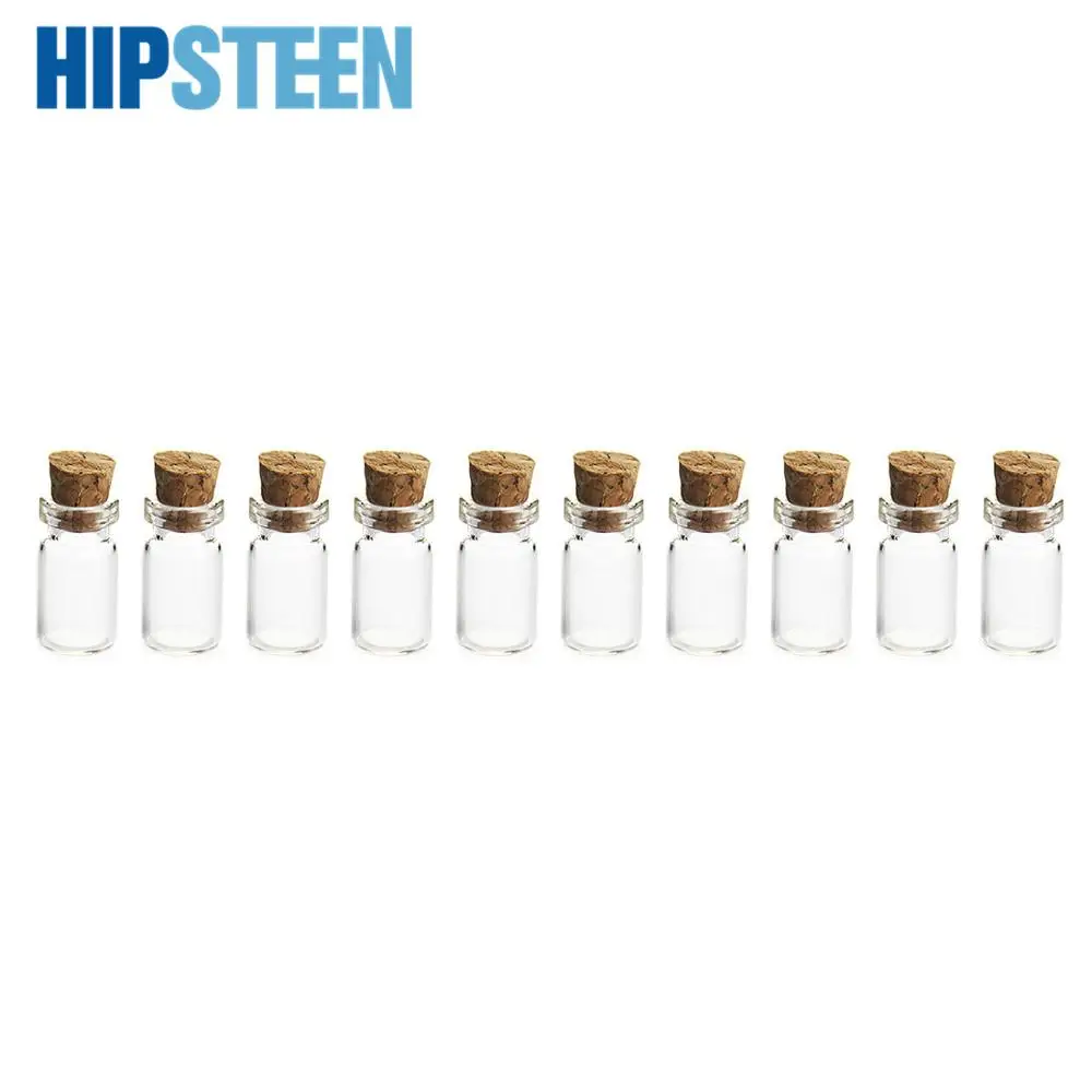 HIPSTEEN 10 قطعة 12*24 مللي متر 1.5 مللي مصغرة الزجاج زجاجات فارغة عينة الجرار مع الفلين سدادات ل DIY الحرفية الديكور-شفافة