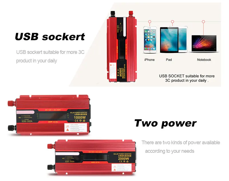 For KIA RIO Cerato Sportage Car Inverter 12v 220v Power Inverters DC AC Voltage Converter 2000W 1000W Auto Adapter LED Charger (8)