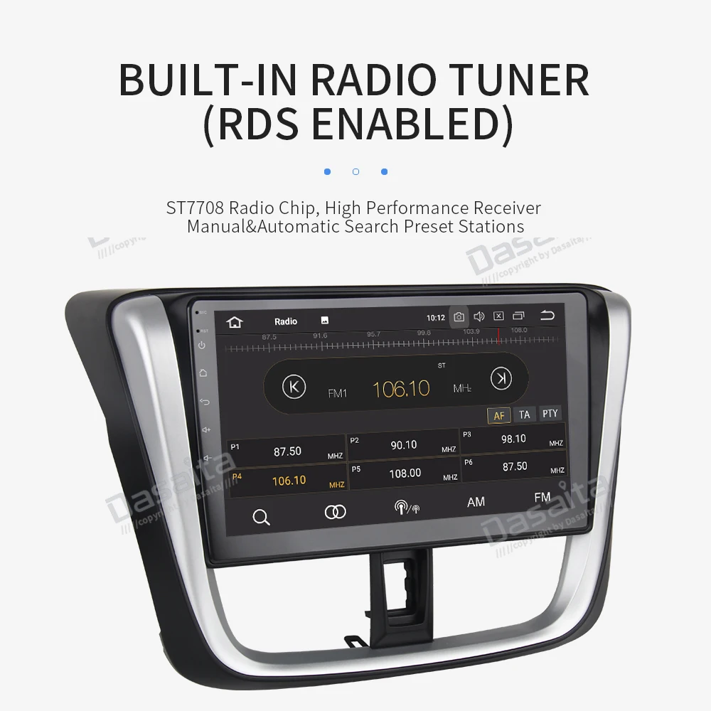 Flash Deal Dasaita Android 9.0 Car Mutimedia for Toyota Vios Yaris Radio 2017 10.2" IPS Touch Screen Octa Core 32G ROM 1024*600 MP3 RDS 12