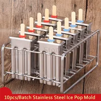 10pcs/Batch DIY Stainless Steel Ice Cream Popsicle Mold Summer Ice Pops Maker Moulds Stick Holders More Options 2